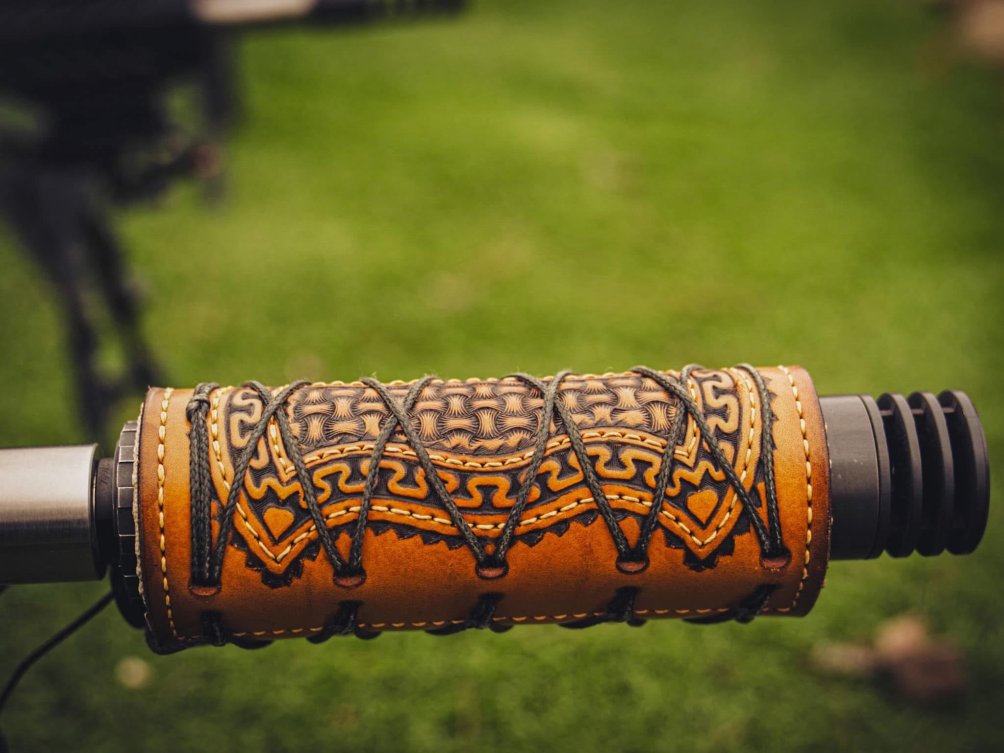 Hand-tooled leather scope wrap made for Minnesota precision rifle competition